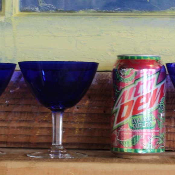 Set of (3) - Cobalt Blue Goblets/ champagne with Clear Stems 5"tall - Picture 6 of 9